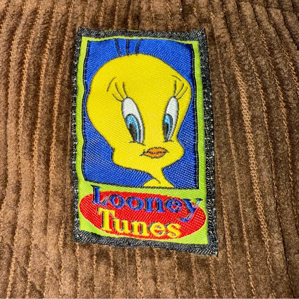 Vintage Y2K Looney Tunes Tweety Bird Corduroy Bib Overalls Girls Size 12 Cotton
